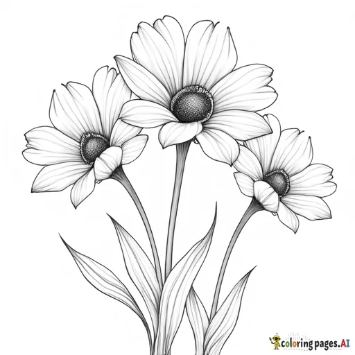 FLOWERS - Free Printable Coloring Page