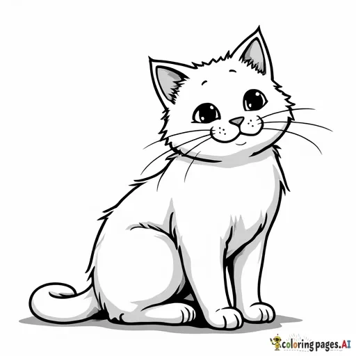 cute cat - Free Printable Coloring Page
