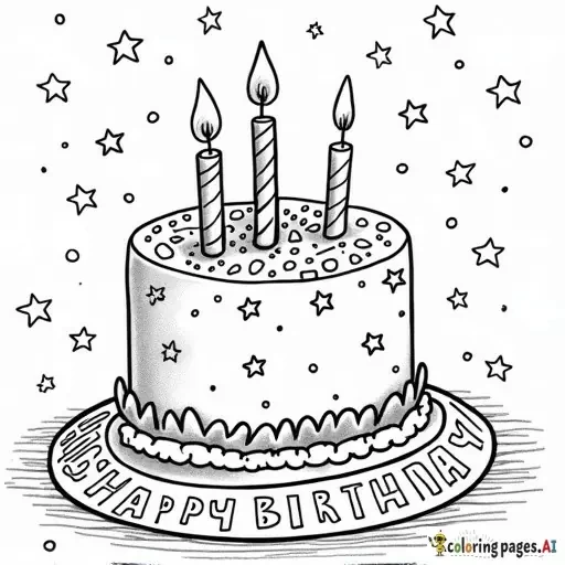 Happy birthday - Free Printable Coloring Page