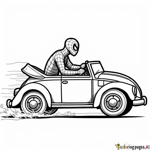 Driving car spiderman