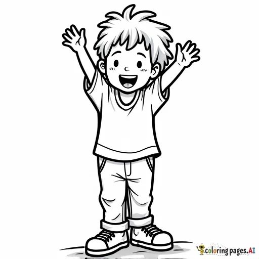 10 kids praising in shirts and pants