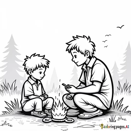 2 boys and their dad camping