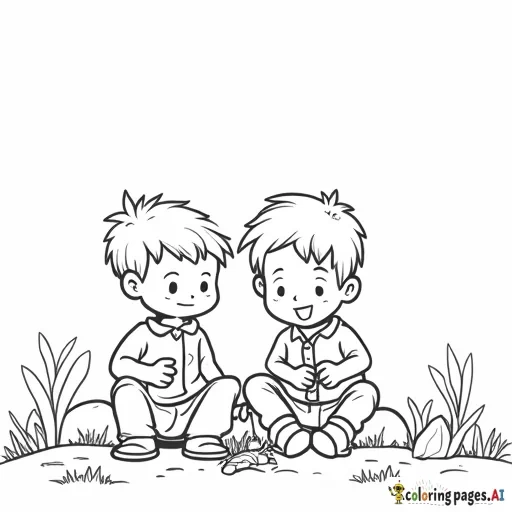 2 boys camping with their dad