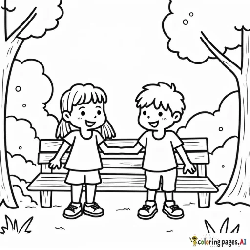 2 kids playing in the park,  one girl and one boy