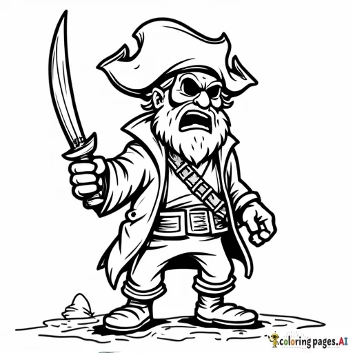 2 Old pirates stilling.  Angry face. Full body. Cartoon style