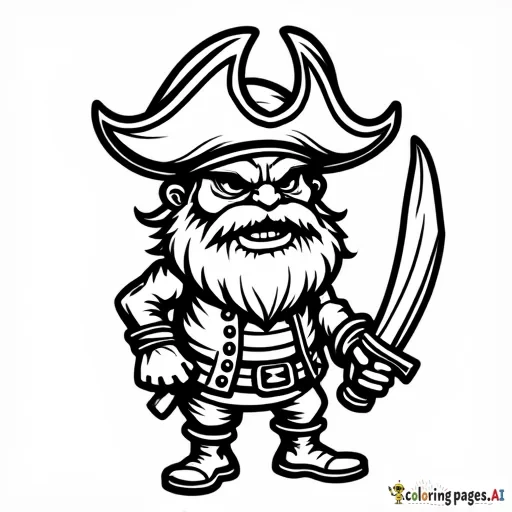 2 Old pirates stilling.  Angry face. Full body. Cartoon style