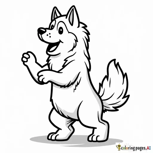 a square coloring page of a husky dancing in a disco