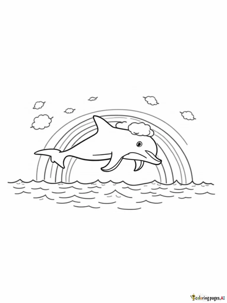 dolphin jumping out of the water with rainbows behind it with more detail