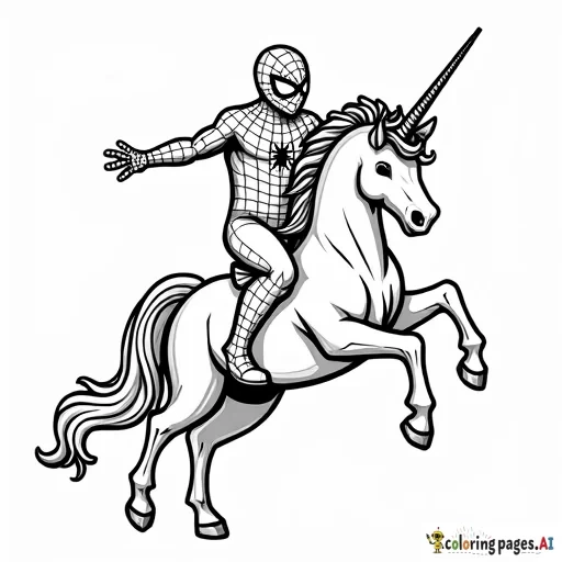 spiderman riding unicorn