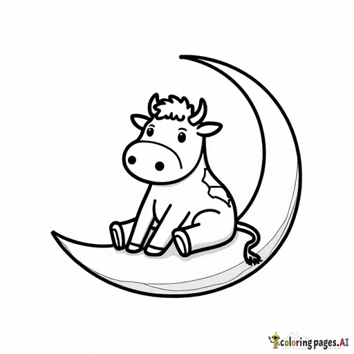 cow sitting on the moon