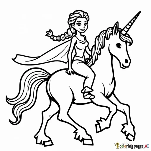elsa riding a unicorn