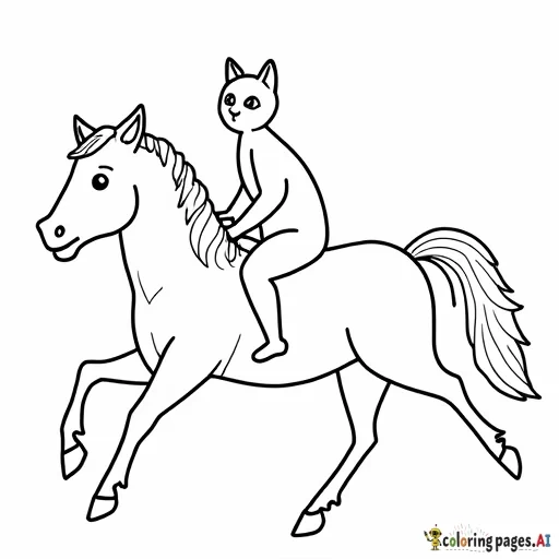 a cat riding horse