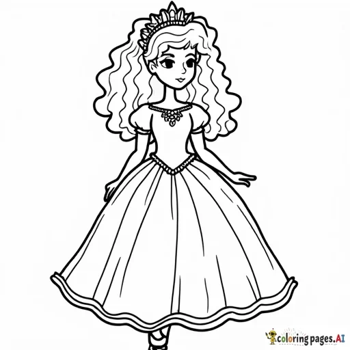 Curly hair princess in pink dress