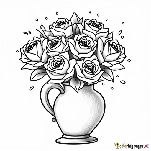 A beautiful bouquet of roses in a ceramic vase