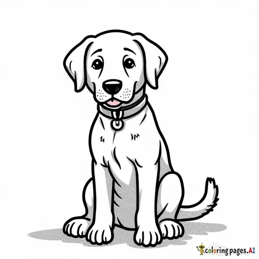 A birthday card coloring page for Gigi with a black lab that can be colored in - Free Printable Coloring Page