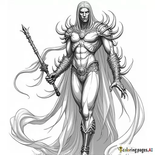 a black and white drawing using thick black lines for an adult coloring book that has to do with Abomination no shadows