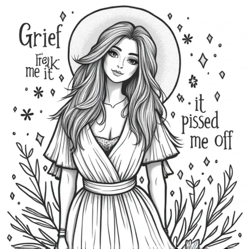 a boho coloring page that says Grief didn’t break me, it pissed me off - Free Printable Coloring Page
