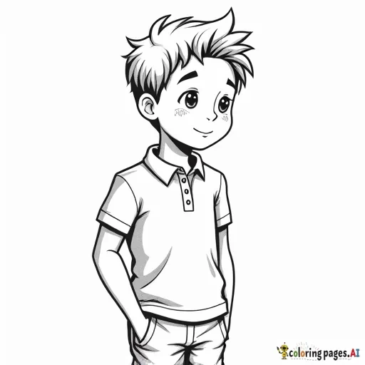 a boy wearing a polo shirt