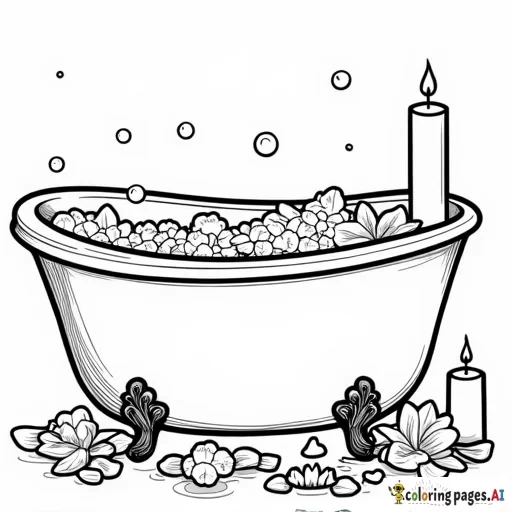a bubble bath with candles and petals