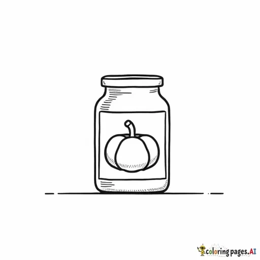 A candle jar, with a flat lid and a label with a pumpkin