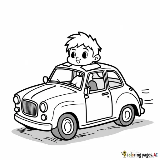 A chibi driving a car
