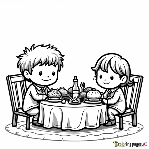 A chibi thanksgiving family dinner
