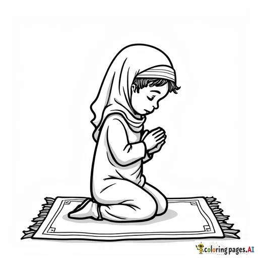 A child praying salah with a prayer mat.