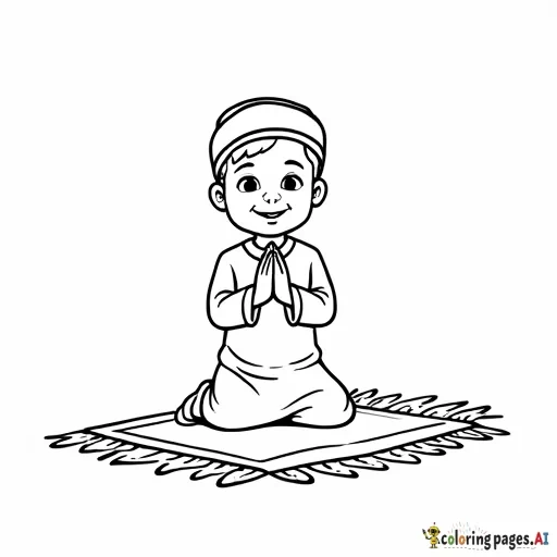 A child praying salah with a prayer mat.