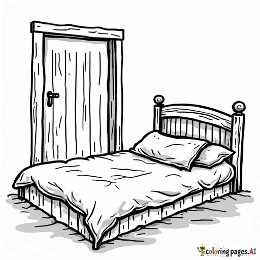 A  coloring page design with the Verse: "As a door turns on its hinges, so does a sluggard on his bed."