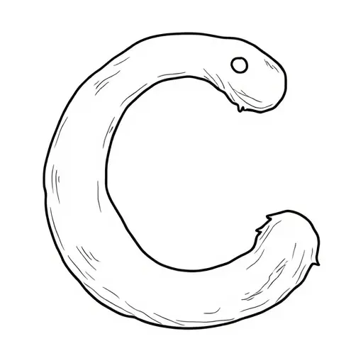 A coloring page for kids ages 4-6 of the letter "C" with a cute cartoon "Cat" that starts with the letter "C". The drawing must have simple thick bold black outlines, black and white only, no shading, no shadows, clean lines, white background, suitable for crayons, very simple and engaging for toddlers. - Free Printable Coloring Page