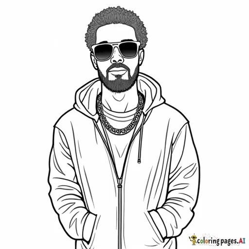 a coloring page of drake the rapper