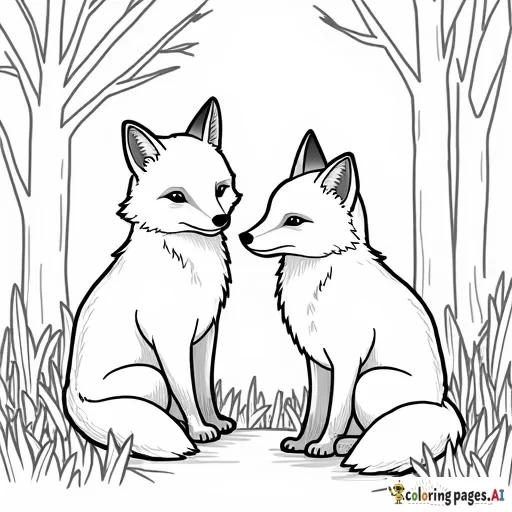 A couple of foxes in the forest