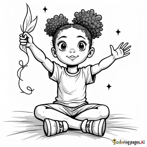 a cover page for a black girl magic with affirmations coloring book that has 4 little girls incorporated with different hobbies