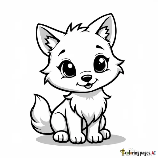 A cute and charming little wolf, with big expressive eyes and a playful expression, fluffy and soft fur, adorable proportions, in a vibrant and colorful children’s cartoon style, smooth lines and rounded shapes, pastel and warm colors, highly detailed but slightly stylized, bright and cheerful atmosphere, soft shading, gentle highlights, dreamy and whimsical look, outlined image
