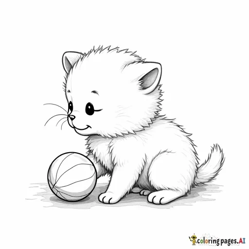 a cute fluffy kitten playing with a ball