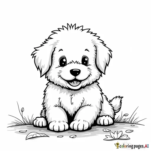 a cute fluffy puppy playing in the leaves