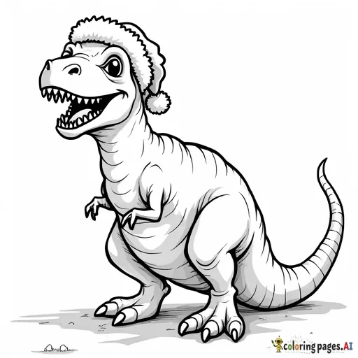 a dinosaur dressed like Santa claus