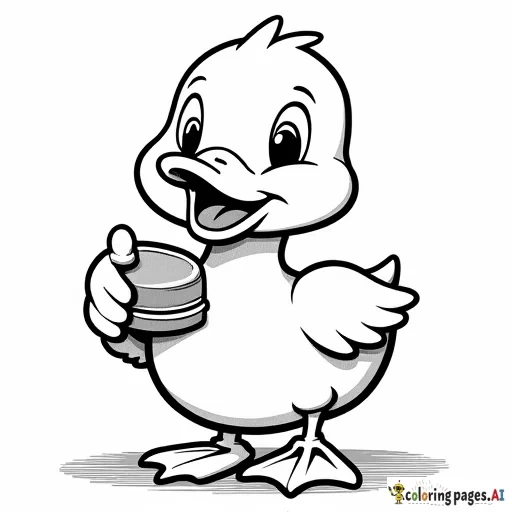 A duck eating DAIM chocolate. A smiling wisdom