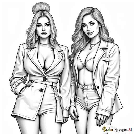 a easy coloring page of cardi b and nicki minaj