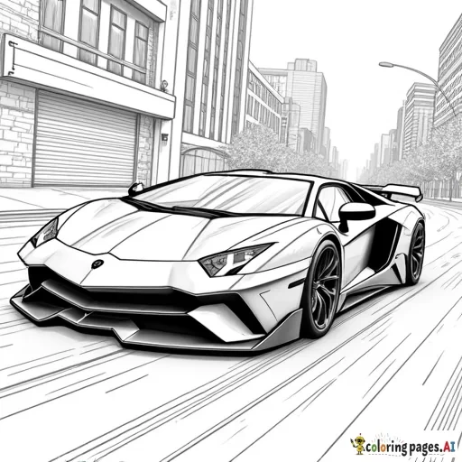 A futuristic sports car with a glowing underbody cruising through a cyberpunk-style city