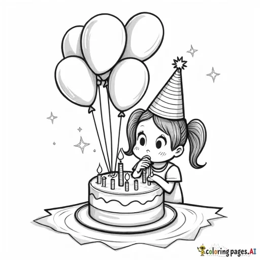 A GIRL ONE Year old on her birthday blowing a candle at her birthday party with a lot of balloons