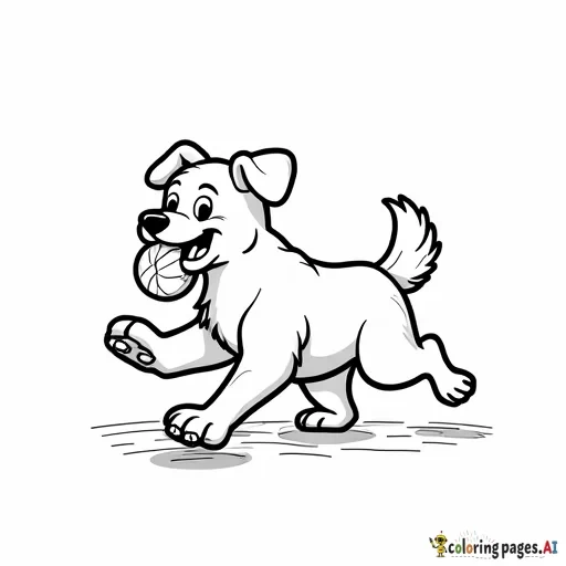 A happy dog running in the park with a ball in its mouth