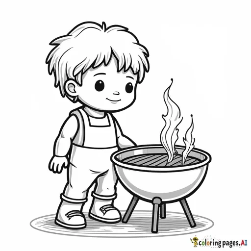 a ken doll using the BBQ