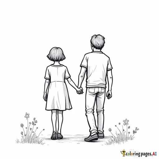 a petite short haired woman and adult walking with an adult male who is taller by 5inches holding hands show them like they are walking away from the viewers perspective