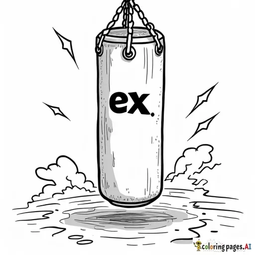 a punching bag with word ex on it