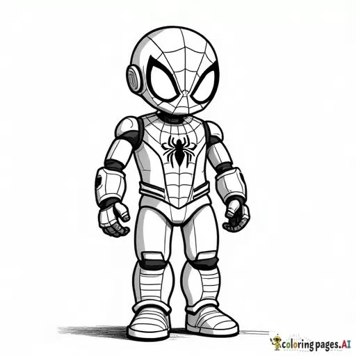 a robot who wear a spiderman custom