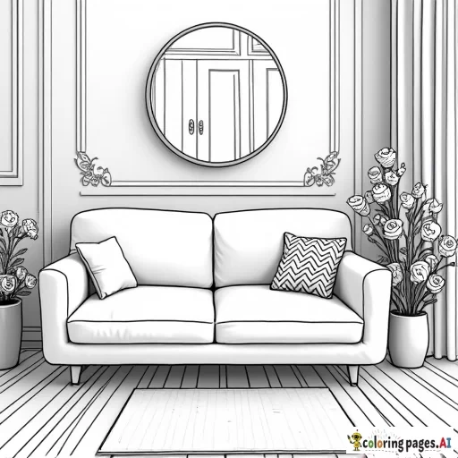 A  ROSES BOUQUET SET IN A LIVING ROOM WITH A MUSTARD YELLOW SOFA