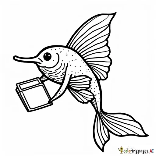 a sailfish holding a book