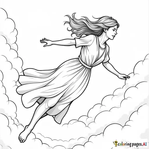 a short haired pretty adult woman free falling in the sky