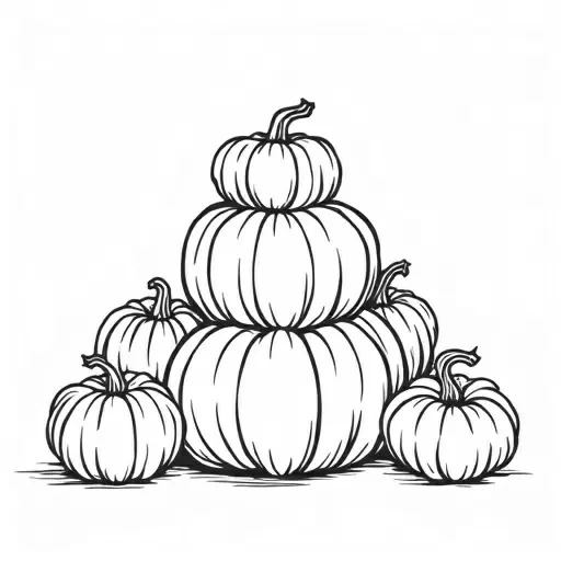 A silhouette of a stacked group of pumpkins.